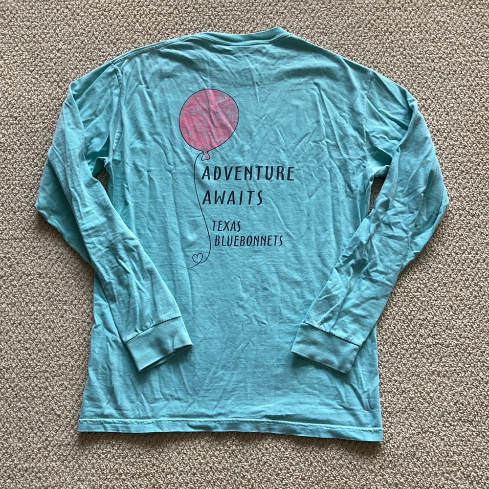 Comfort Colors Adventure Awaits Texas Bluebonnets Blue T-Shirt Unisex Size Small